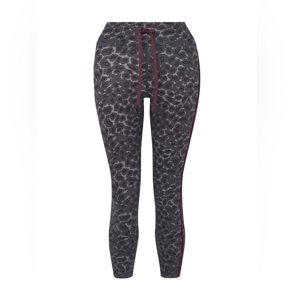 The Upside Snow Leopard Drawstring Full Length Leggings Womens Sz S Gray Black